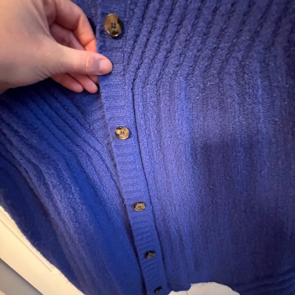 Athropologie Moth Size L Blue Ribbed Knit Long Sweater Cardigan Oversized - Picture 8 of 8